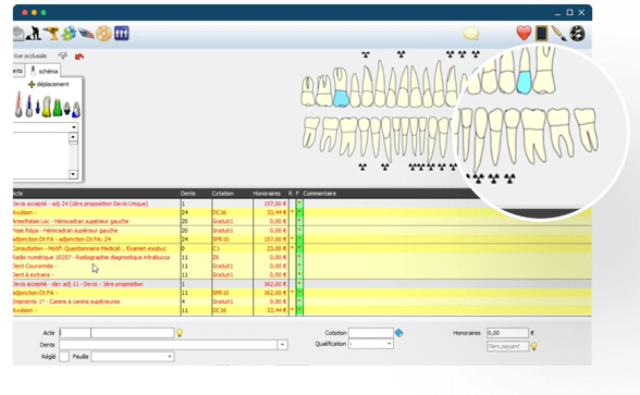 Application pour chirurgien-dentiste